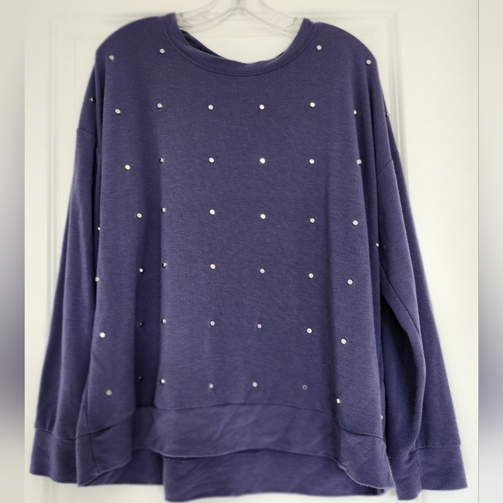 ❤️ 3 For 15 Cupio Blue Sweatshirt with Silver Studs size Large
